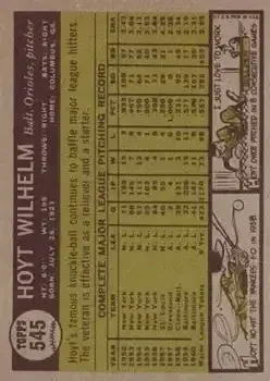 Back of Hoyt Wilhelm
