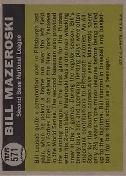 Back of Bill Mazeroski