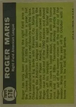 Back of Roger Maris