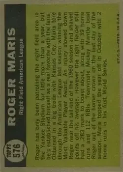 Back of Roger Maris