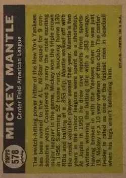 Back of Mickey Mantle