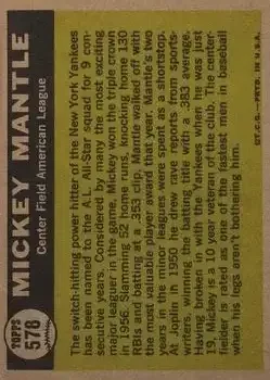 Back of Mickey Mantle