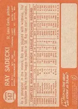 Back of Ray Sadecki