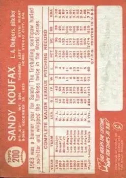 Back of Sandy" Koufax
