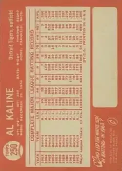 Back of Al Kaline
