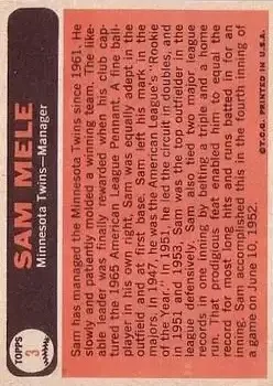 Back of Sam Mele