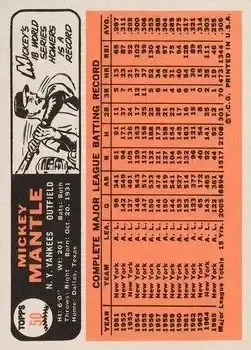 Back of Mickey Mantle