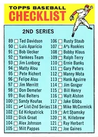 1966 Topps #101b Checklist: 89 176