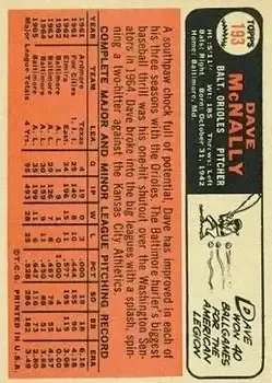 Back of Dave McNally