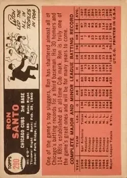 Back of Ron Santo
