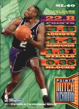 1995-96 Hoops - Slamland #SL40 - Mitch Richmond - Sacramento Kings - Back