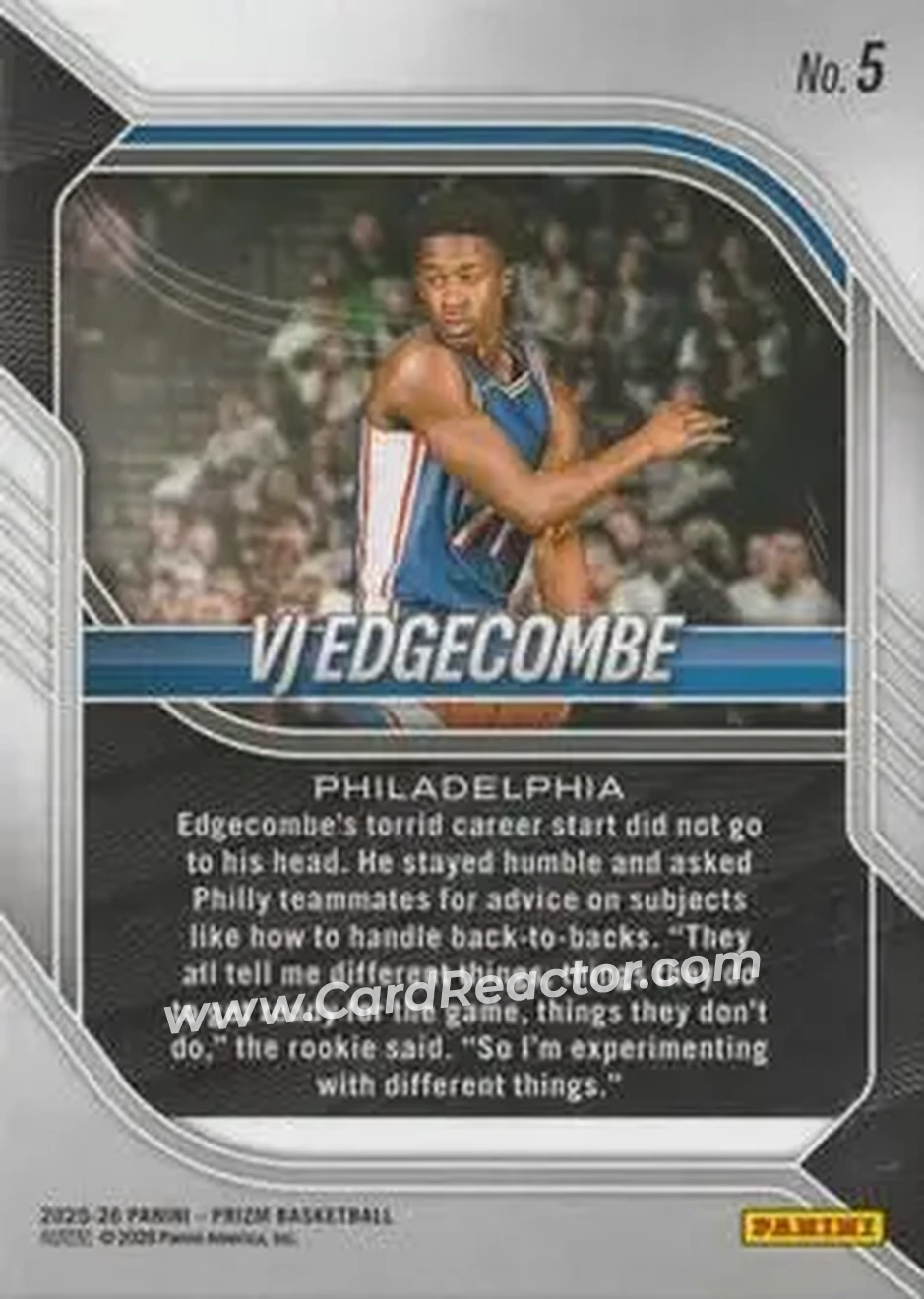 Back of VJ Edgecombe