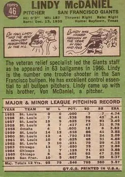 Back of Lindy McDaniel