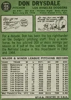 Back of Don Drysdale