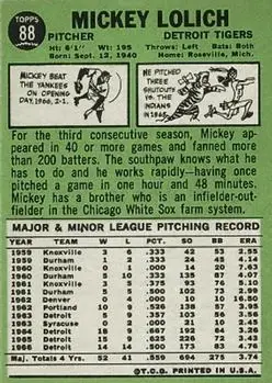 Back of Mickey Lolich