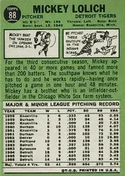 Back of Mickey Lolich