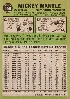 Back of Mickey Mantle