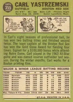 Back of Carl Yastrzemski