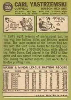 Back of Carl Yastrzemski
