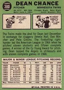 Back of Dean Chance