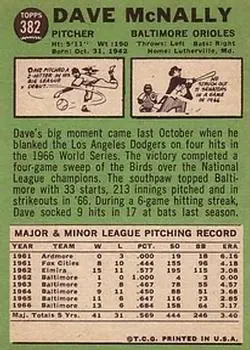 Back of Dave McNally
