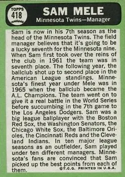 Back of Sam Mele
