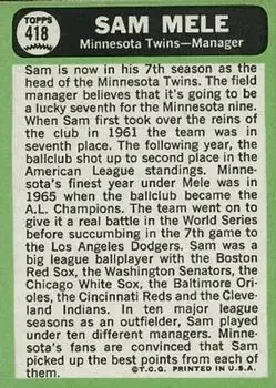 Back of Sam Mele