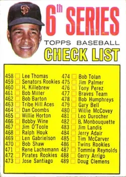 Front of Checklist: 458 533