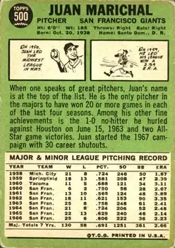 Back of Juan Marichal