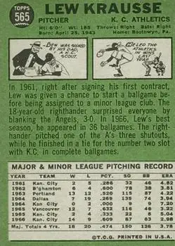 Back of Lew Krausse