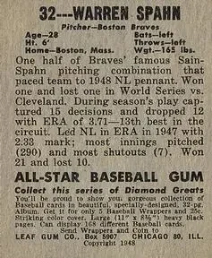 Back of Warren Spahn
