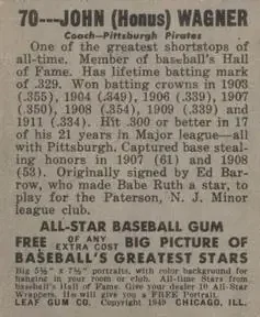 Back of Honus Wagner