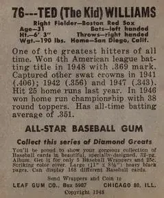 Back of Ted Williams