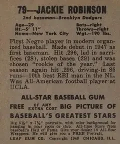 Back of Jackie Robinson