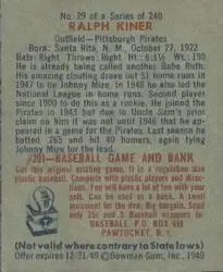 Back of Ralph Kiner