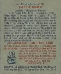 Back of Ralph Kiner