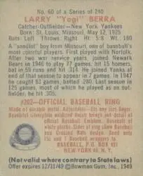 Back of Larry "Yogi" Berra