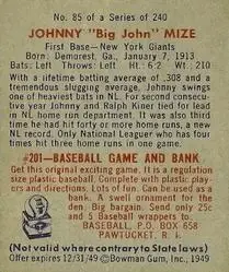 Back of Johnny Mize