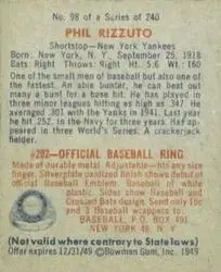 Back of Phil Rizzuto