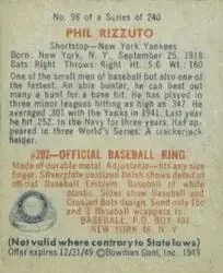 Back of Phil Rizzuto