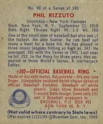 Back of Phil Rizzuto