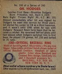 Back of Gil Hodges