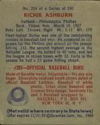 Back of Richie Ashburn