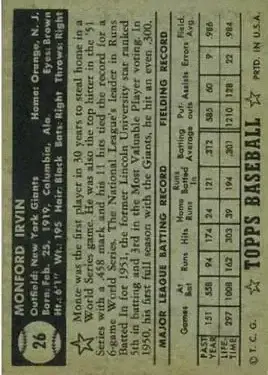 Back of Monte Irvin