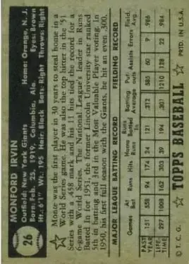 Back of Monte Irvin
