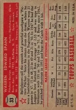 Back of Warren Spahn