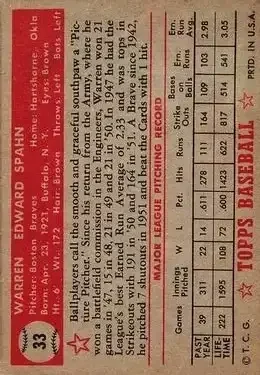 Back of Warren Spahn