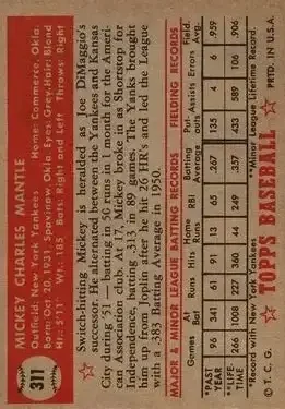 Back of Mickey Mantle