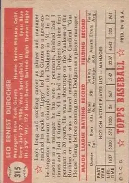 Back of Leo Durocher