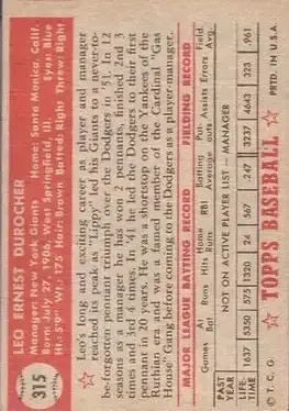 Back of Leo Durocher